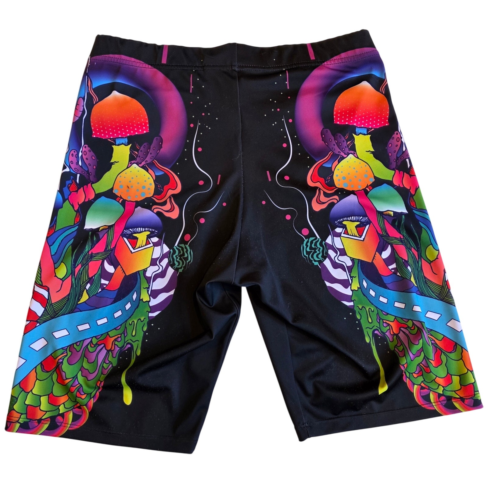Devil Walking "Mushroom Trip" Psychedelic Biker Shorts Large Rave Festival — image 2 of 3